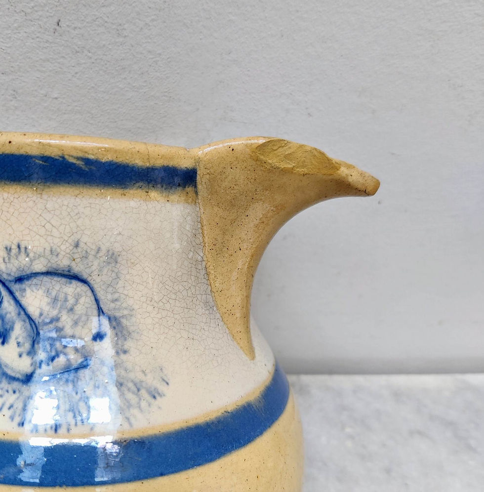 Thumbnail: Huge Yellow Ware Mocha Jug