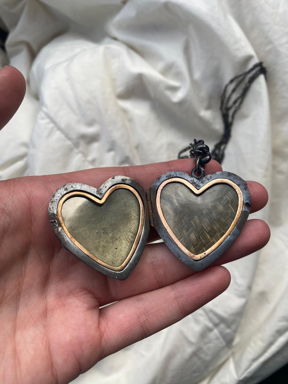 Thumbnail: Large Gunmetal Heart Locket On File Gunmetal Chain