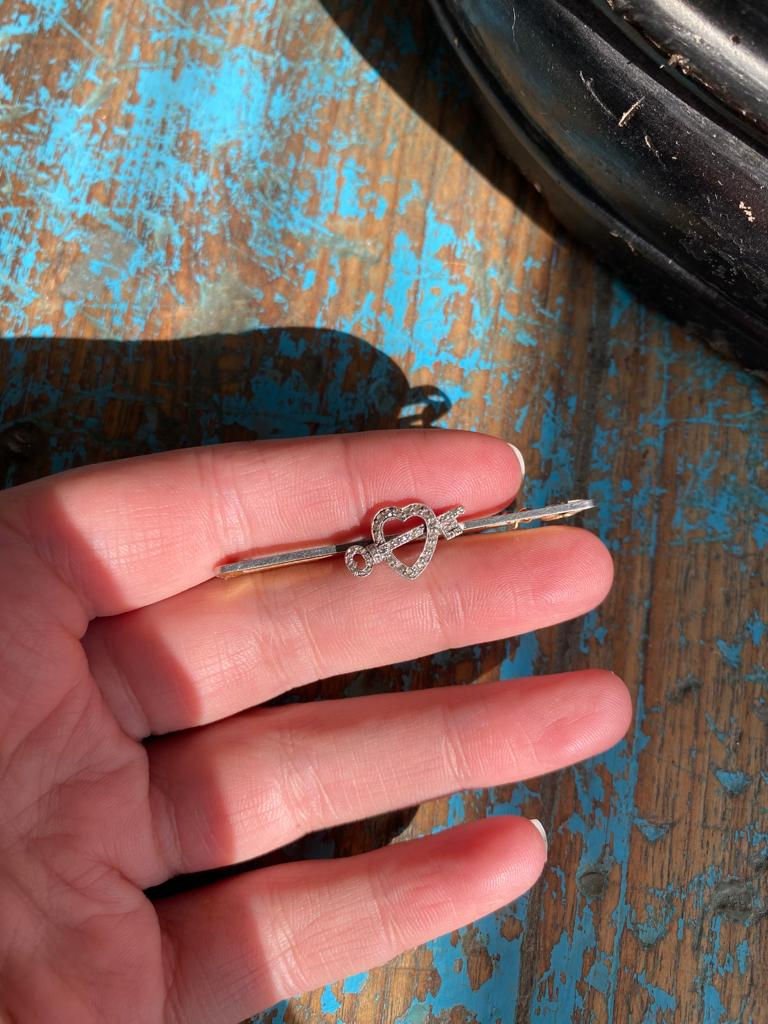 Thumbnail: Deco Diamond Heart & Key Pin