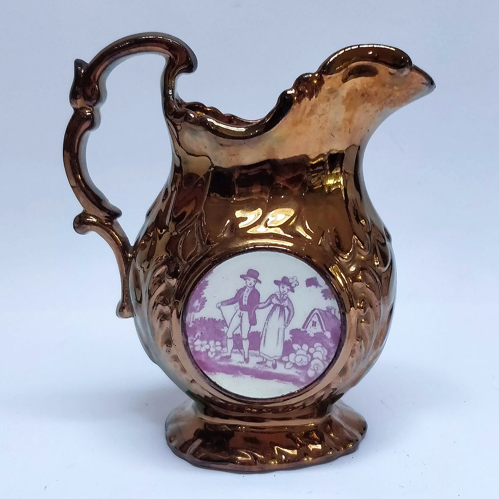 Copper Lustre Jug With Pink Clock Face