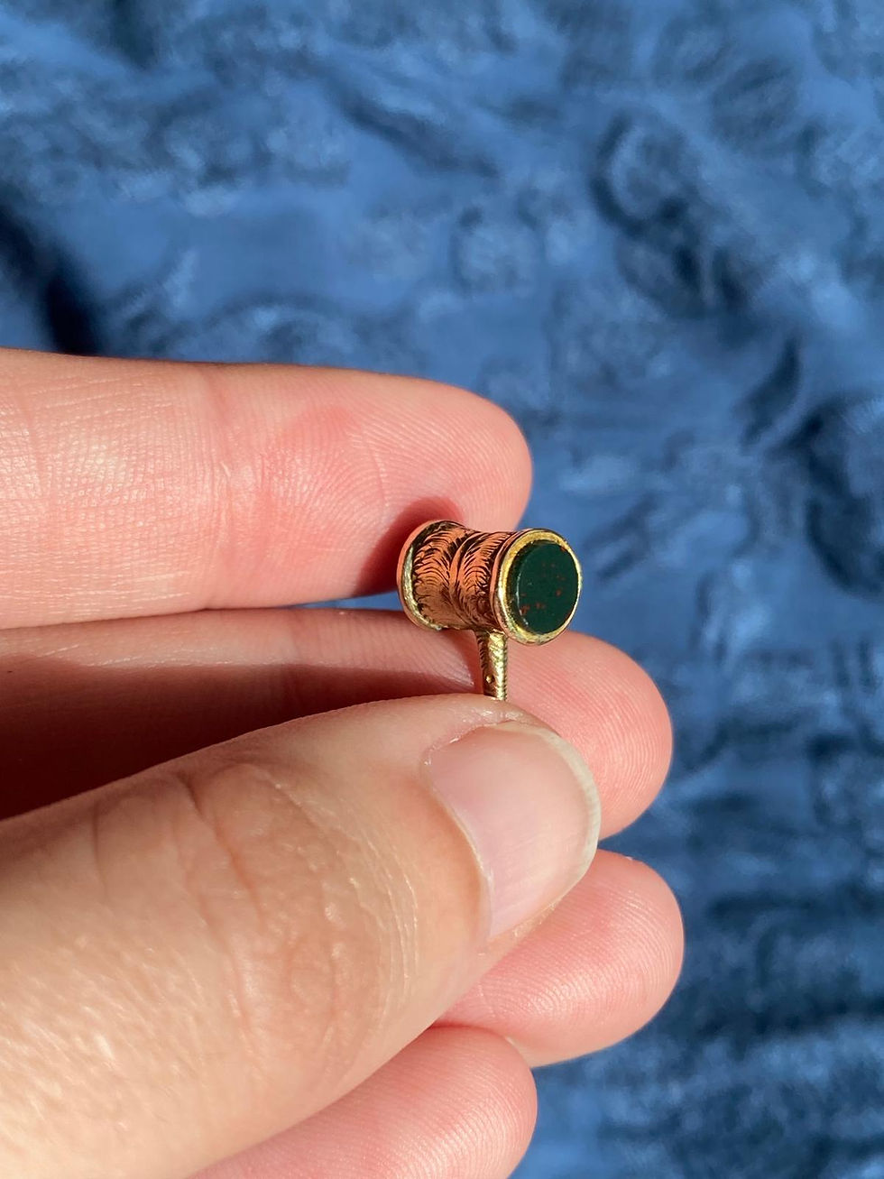 Thumbnail: Georgian Gold Caged Gavel With Bloodstone