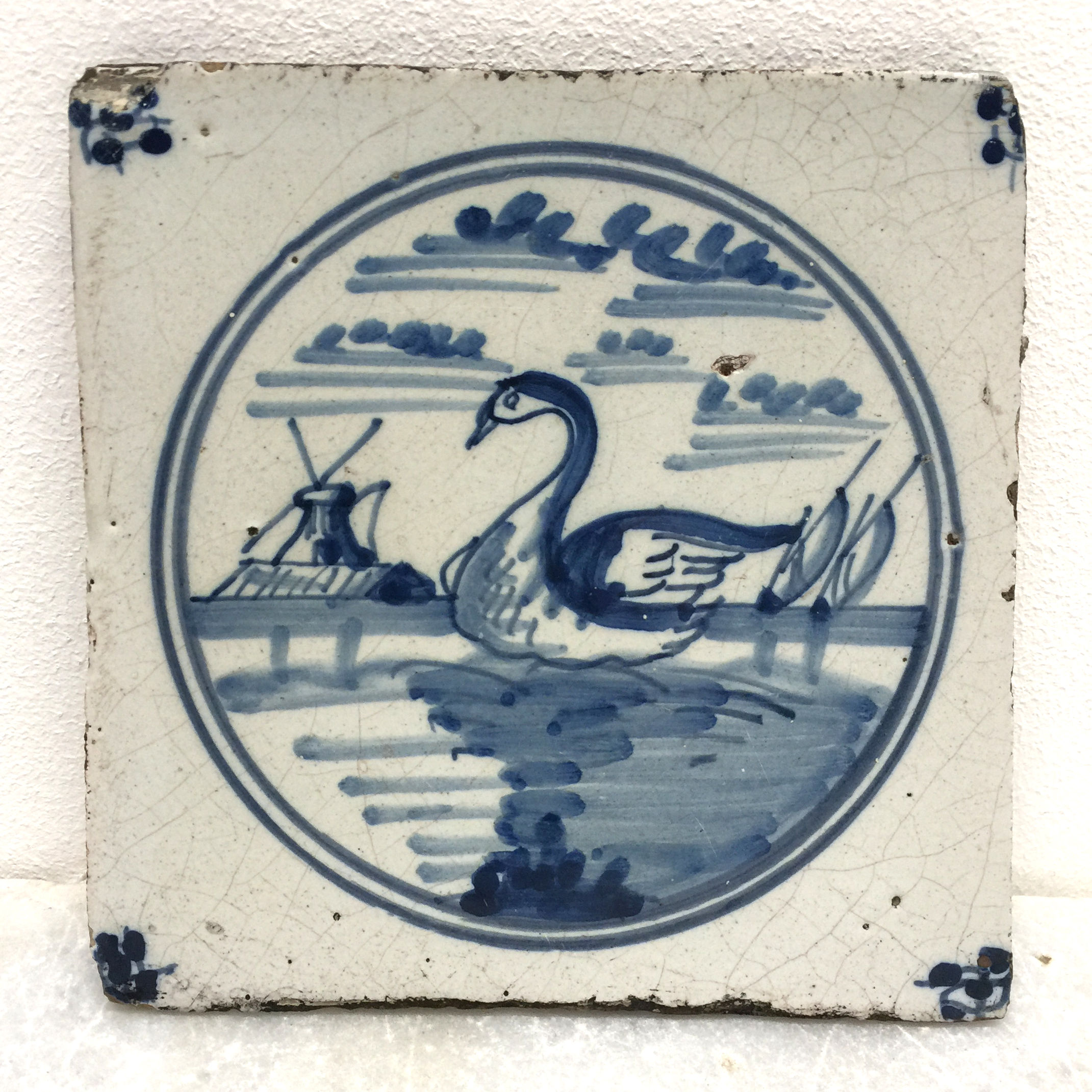 18th Century Blue And White Delft Tile