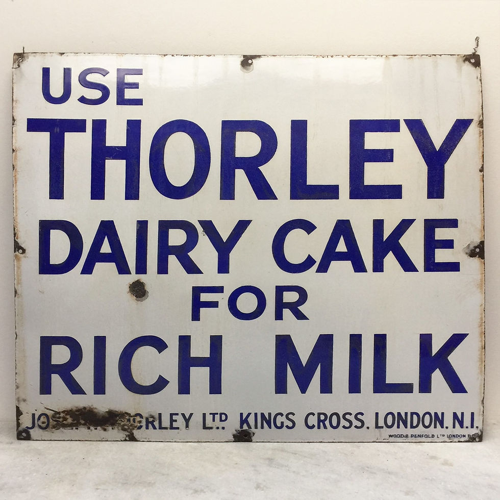 Thumbnail: Huge Enamel "Thorley Dairy Cake For Rich Milk"