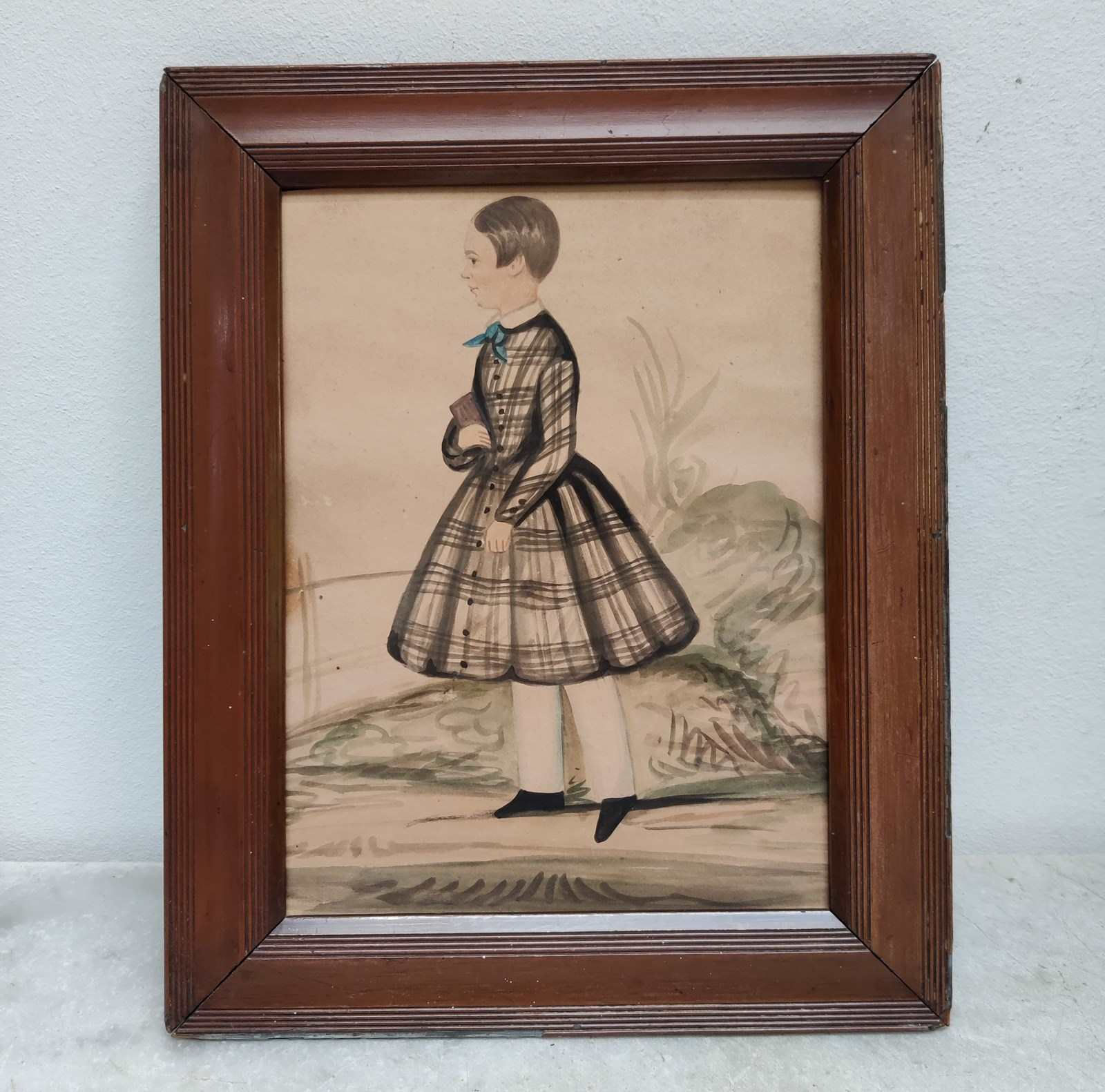 Naive Watercolour Of A Little Boy C1840/50