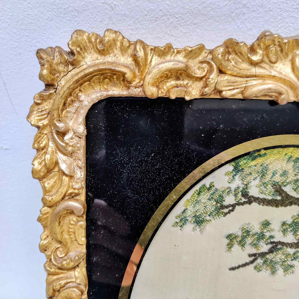 Thumbnail: Regency Silkwork Of A Little Girl And Her Kitten