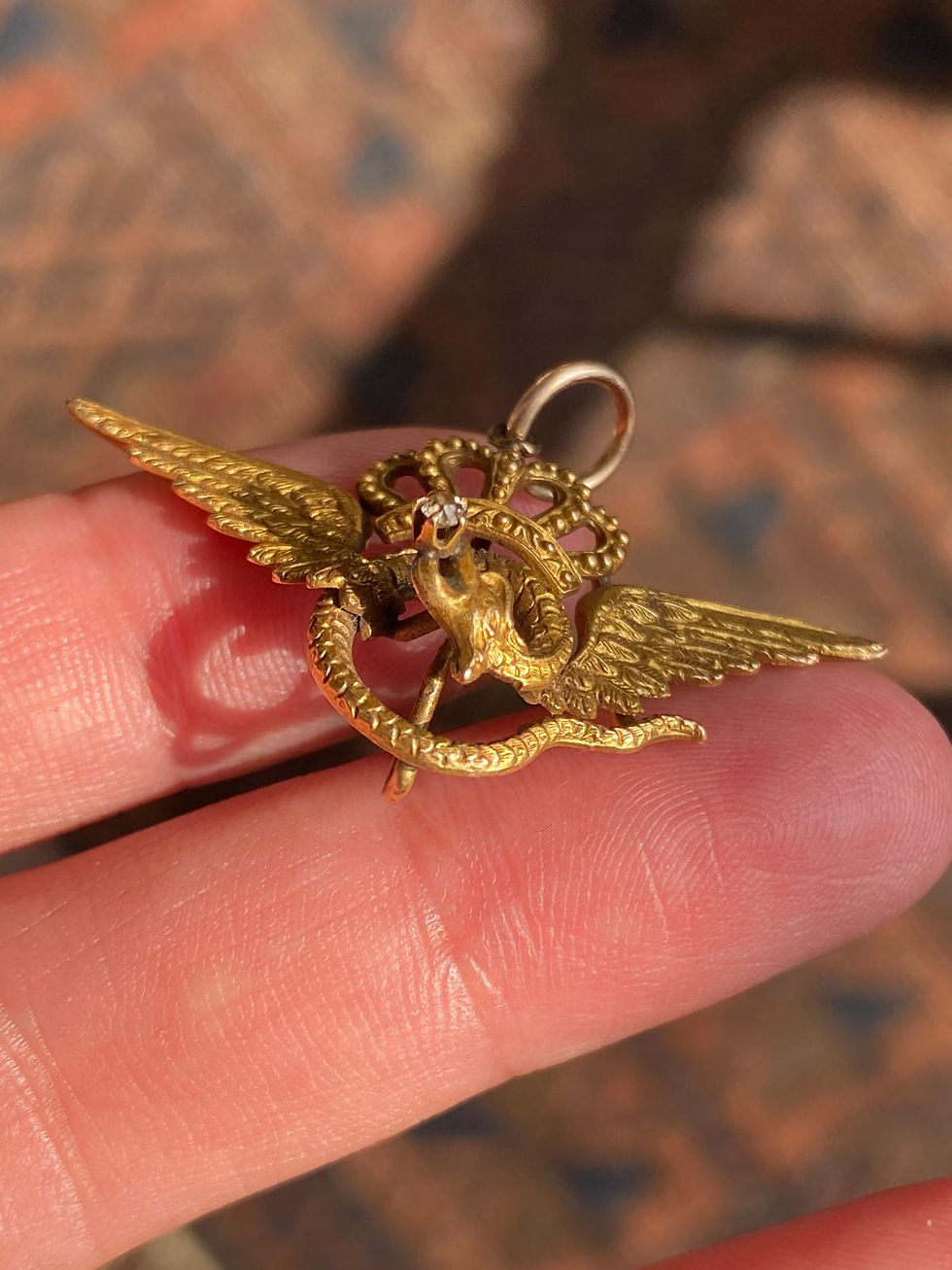 Thumbnail: Winged Snake With Crown Pendant