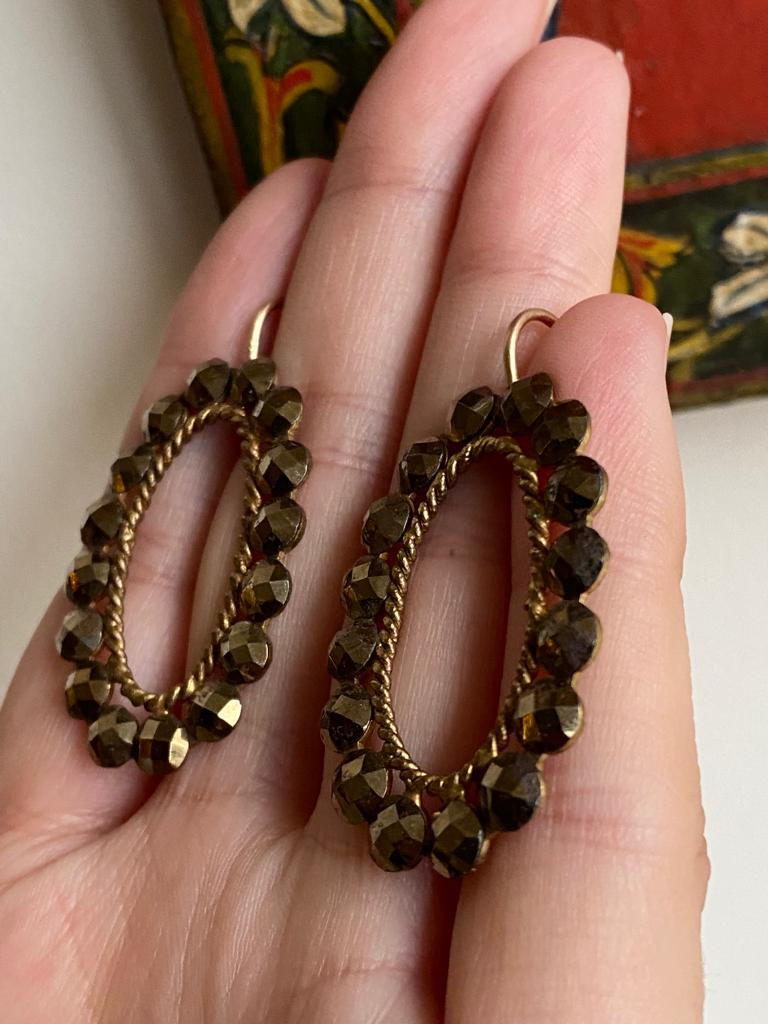 Thumbnail: Cut Steel Oval Earrings