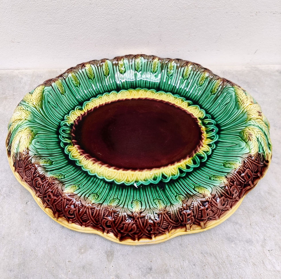 Thumbnail: 'Eat Thy Bread With Thankfulness' Majolica Platter