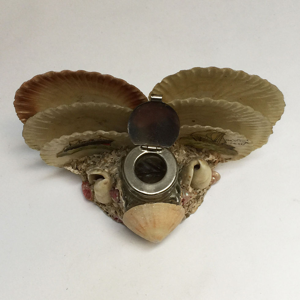 Thumbnail: Isle Of Wight Souvenir Shell Inkwell/ Letter Rack