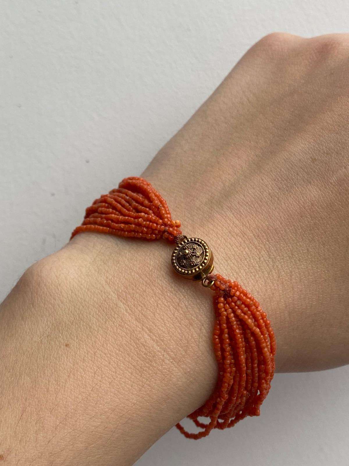 Tiny Coral Bead Bracelet