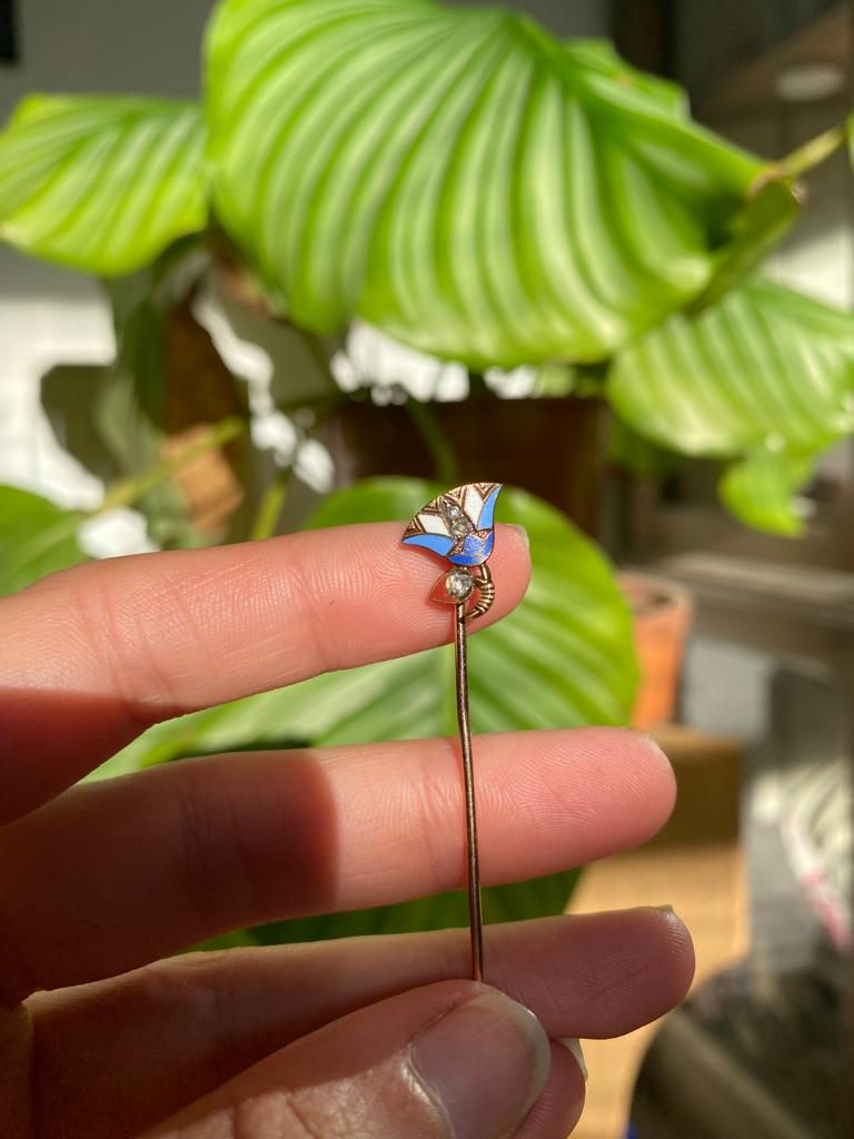 Thumbnail: C19th Enamel Egyptian Lotus Flower Stick Pin