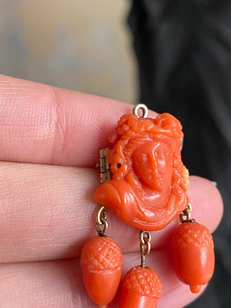 Thumbnail: A Coral Bacchante Pendant