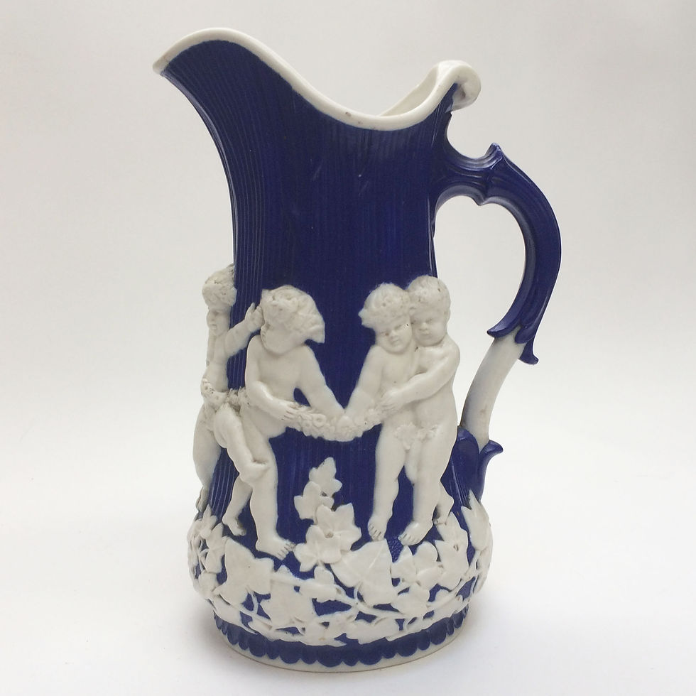Minton Parian Jug Decorated With Cherubs