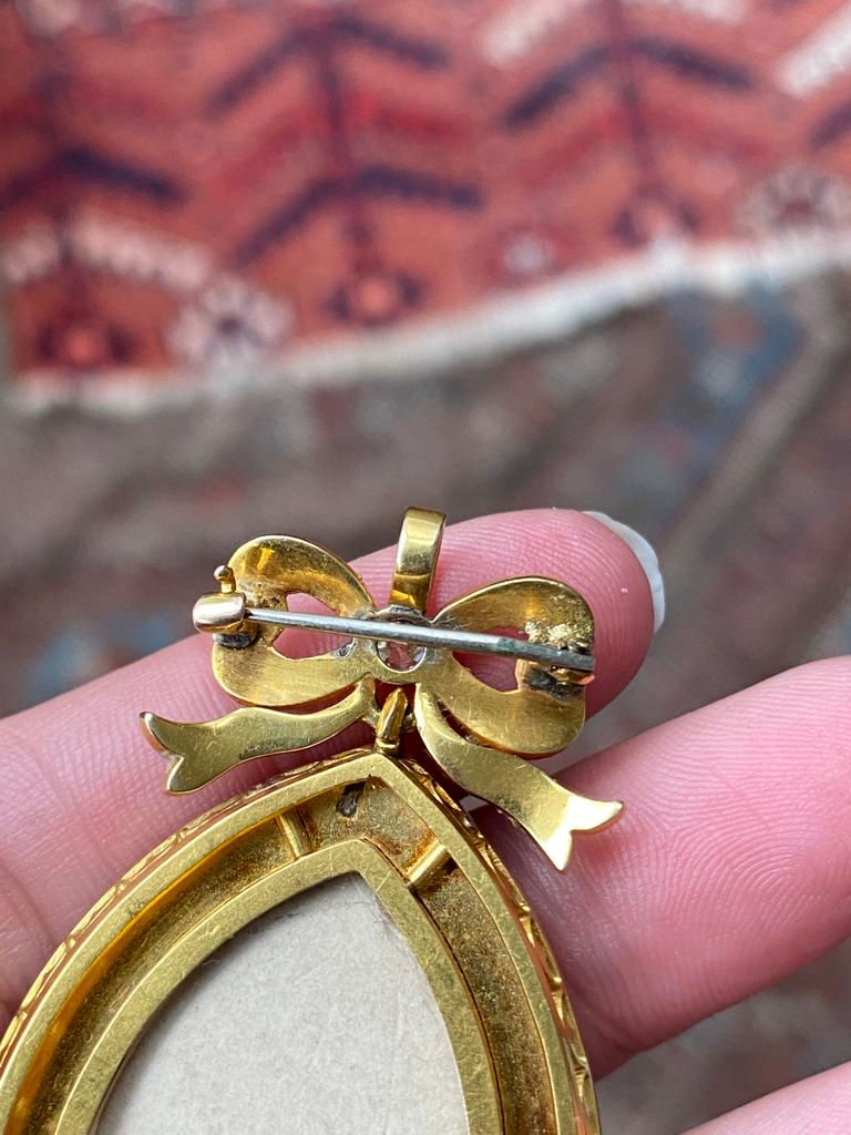 Thumbnail: Huge Navette Essex Crystal Surrounded  By Pearls & Diamonds