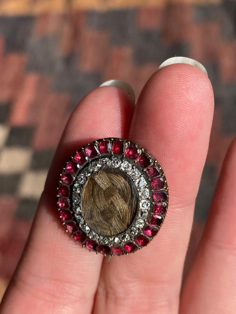 Thumbnail: Georgian Garnet & Diamond Hair Brooch