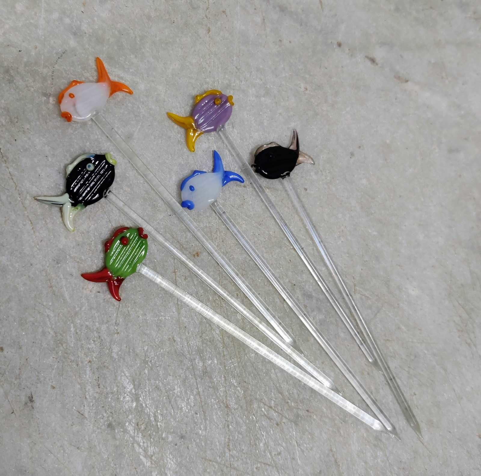 Glass 'Exotic Fish' Cocktail Sticks