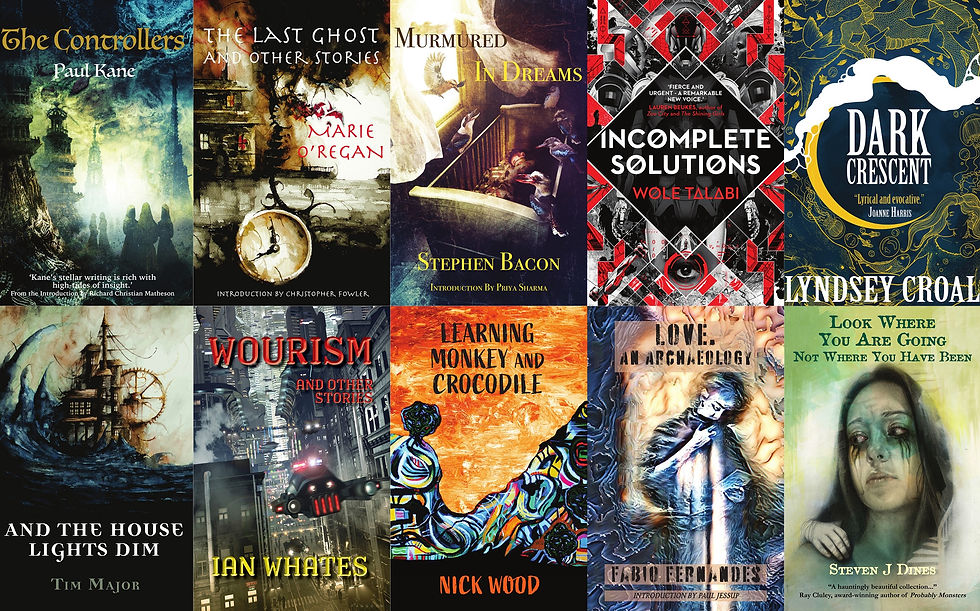 Nine books: The Last Ghost, Murmured in Dreams, Incomplete Solutions, Wourism, Learning Monkey and Crocodile, Love, An Apocalypse