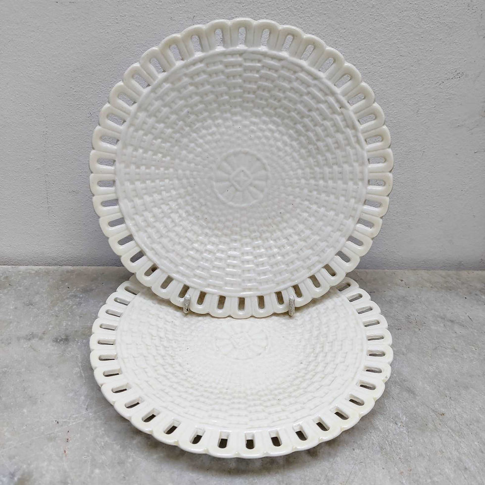 Thumbnail: Pretty Pair Of Continental Cream Ware Basket Plates