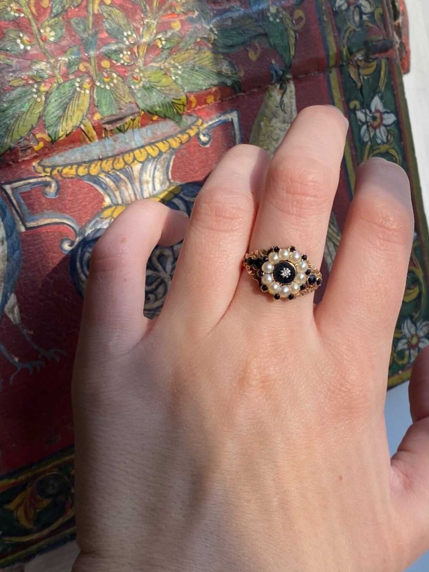 Thumbnail: Pearl & Diamond Mourning Ring