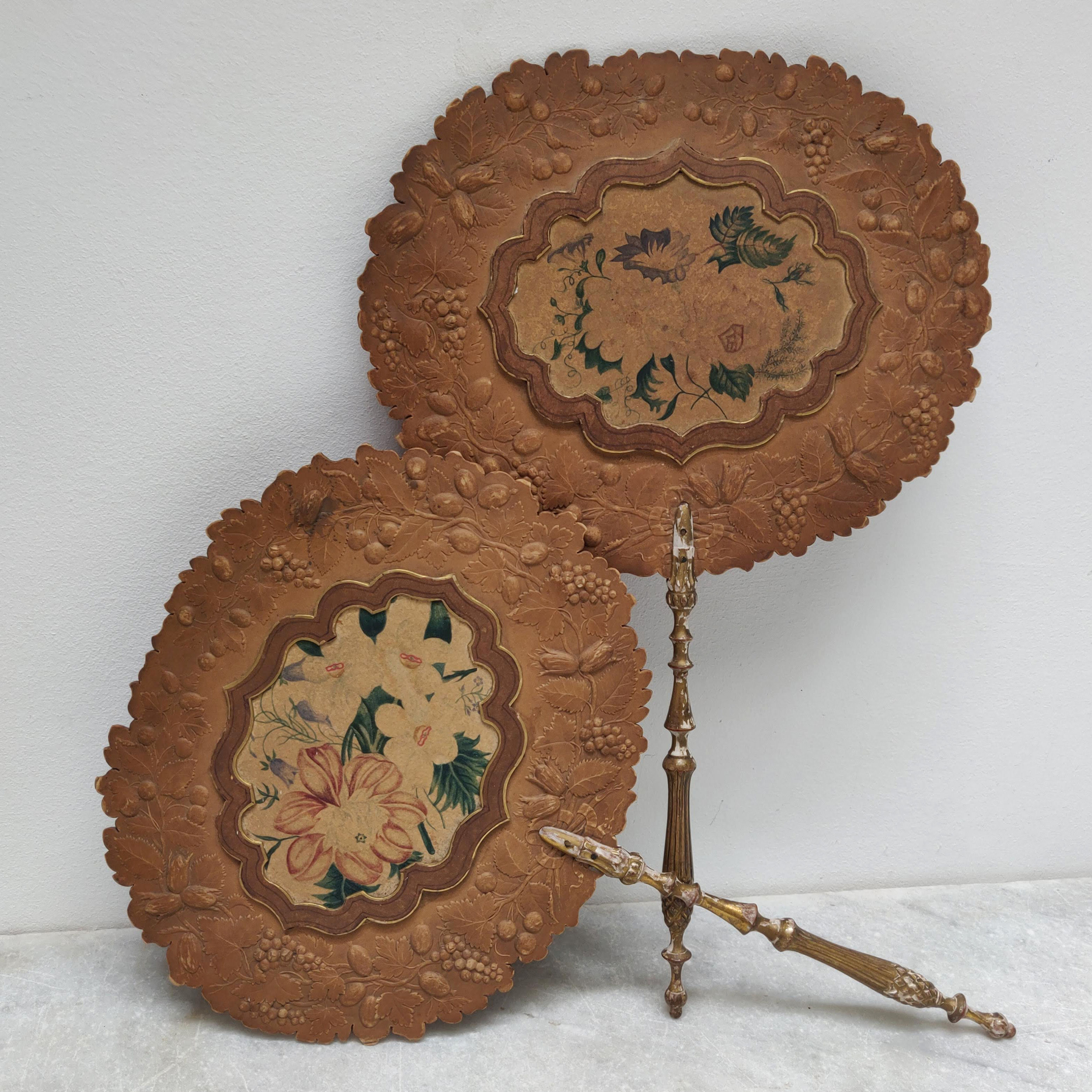 Lovely Pair Of 19th Century French Face Screens