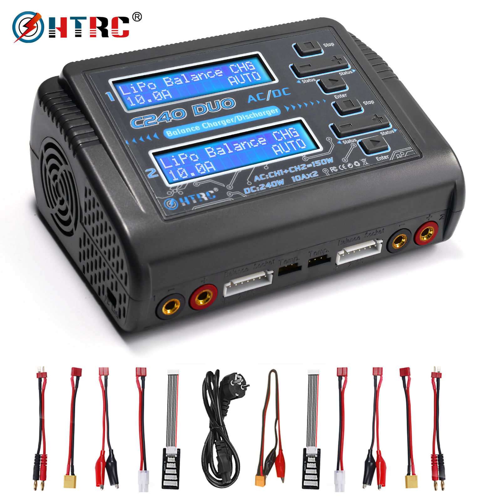 HTRC C240 LiPo Battery Charger Dual Channel 10A AC 150W DC 240W for 1-6S