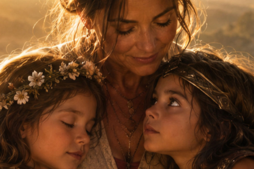 Woman holding children practicing self-connection and the tender work of self-mothering