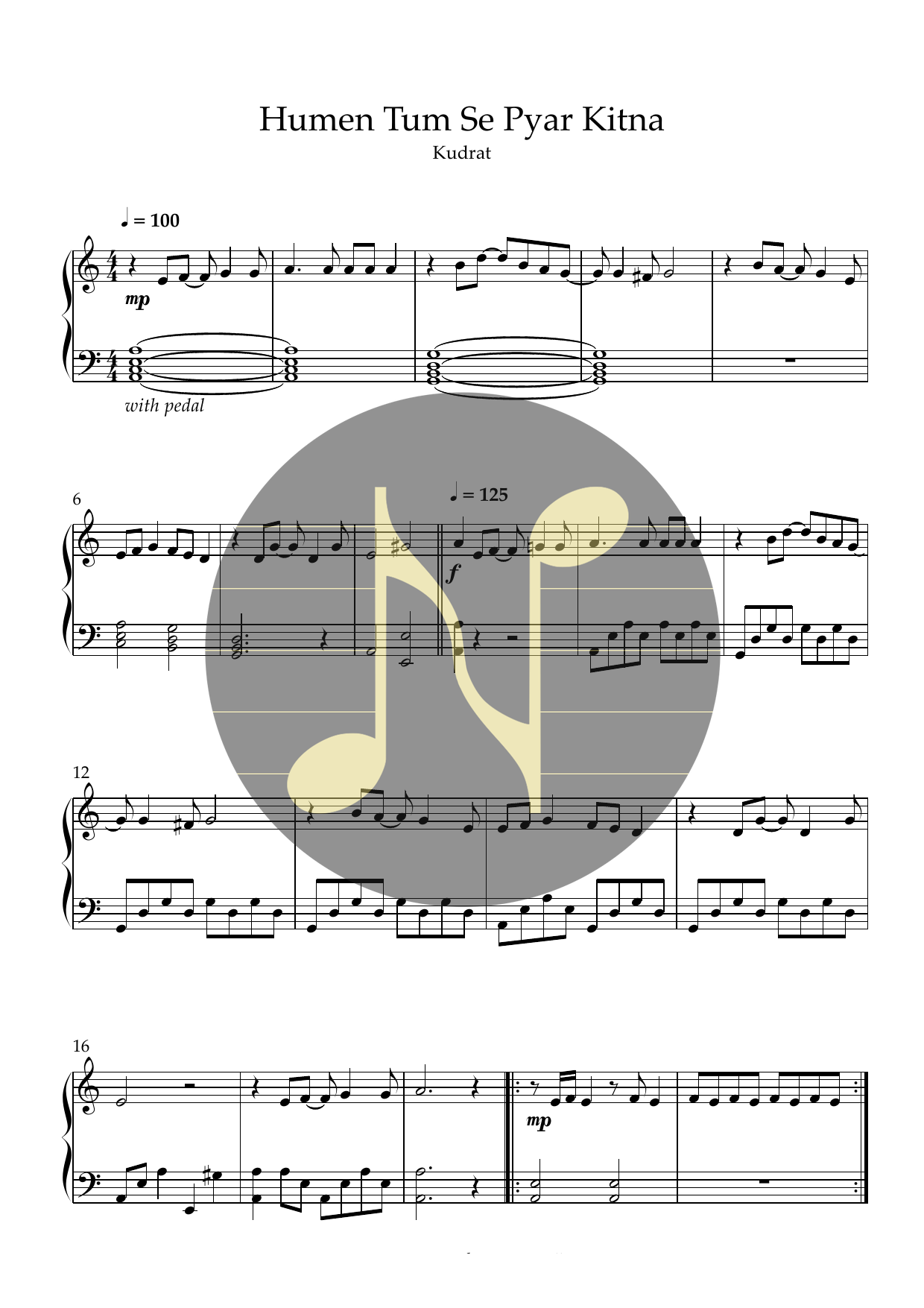 Humen Tum Se Pyar Kitna | Piano Sheet Music