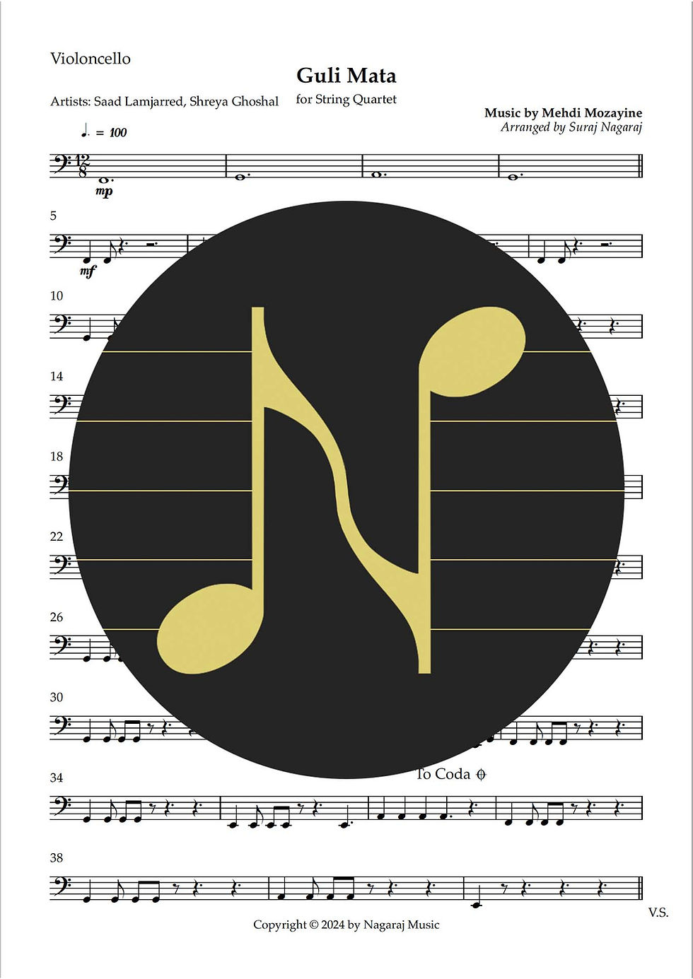 Thumbnail: Guli Mata - String Quartet (Sheet Music)