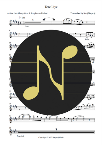 Tere Liye (Solo Sheet Music) PDF Nagaraj Music