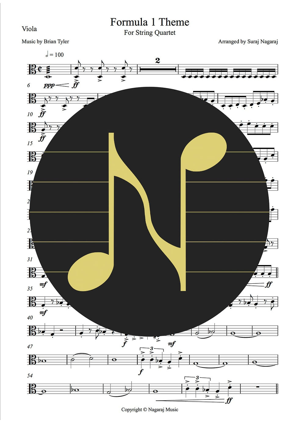 Thumbnail: Formula 1 Theme for String Quartet Sheet Music PDF | Nagaraj Music