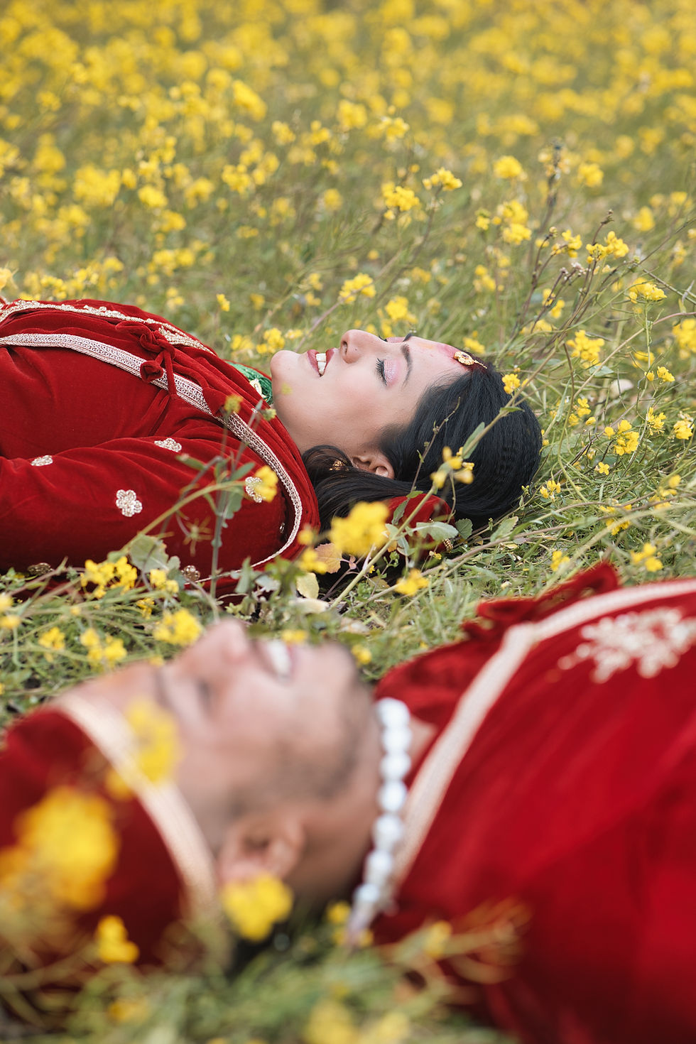 Bride and groom posing on hilltop wedding venue in Dehradun captured by Prism Eye Productions.