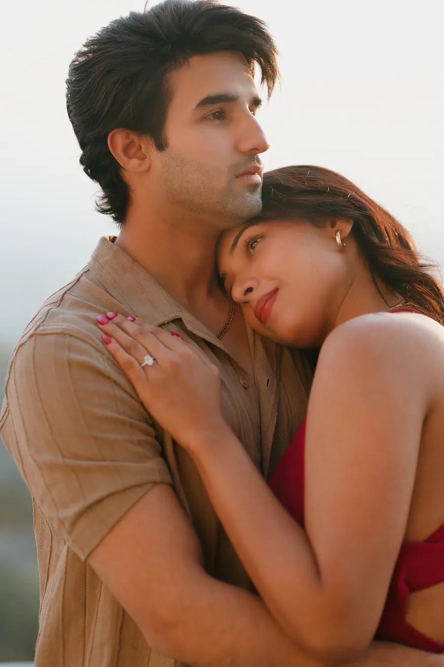 intimate pre wedding shoot mussoorie close up romantic couple portrait natural light