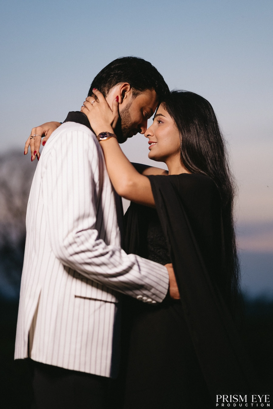 romantic couple close portrait pre wedding shoot in mussoorie with soft natural light