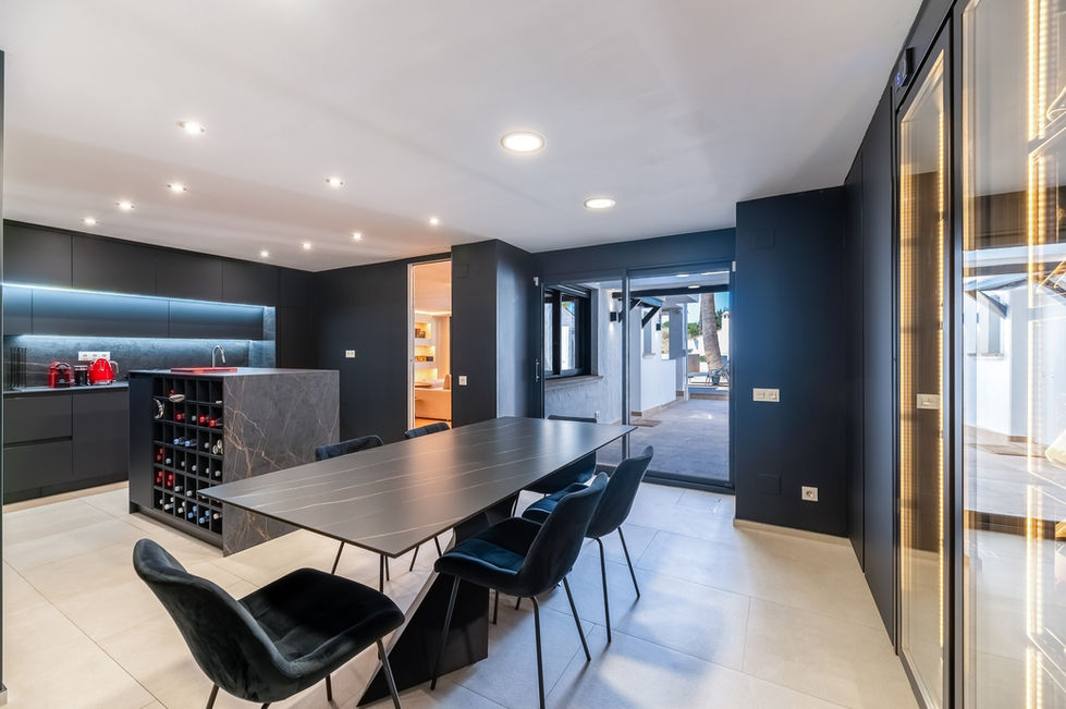 Newly fitted contemporary kitchen with breakfast area