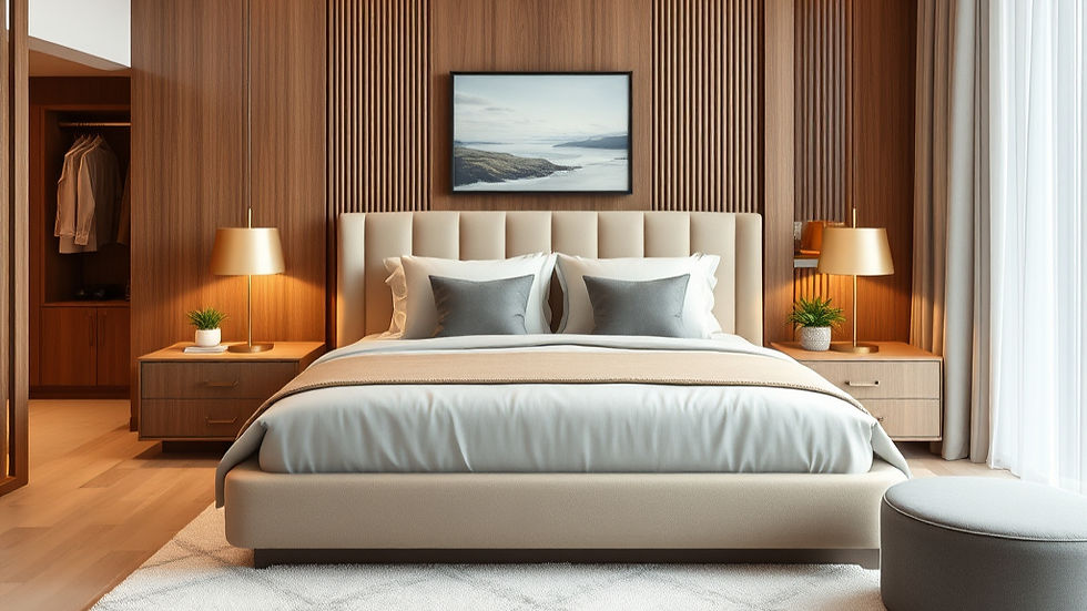 Guest bedroom design with elegant furniture and comfortable modern interiors