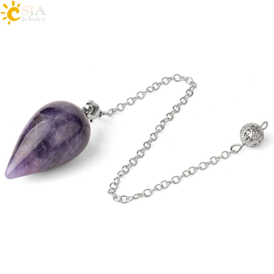 Thumbnail: Natural Stone Pendulum for Dowsing Spiritual Divination Wicca Healing Crystal