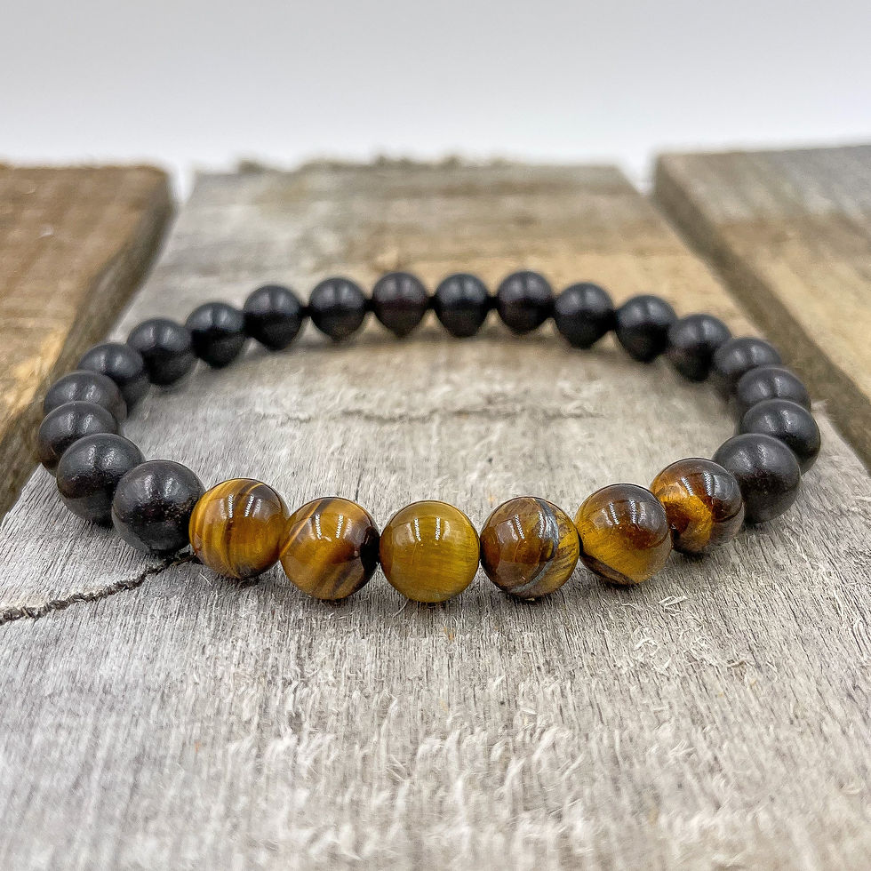 Thumbnail: Grove - Tiger Eye & Ebony Blackwood Mala Beaded Bracelet