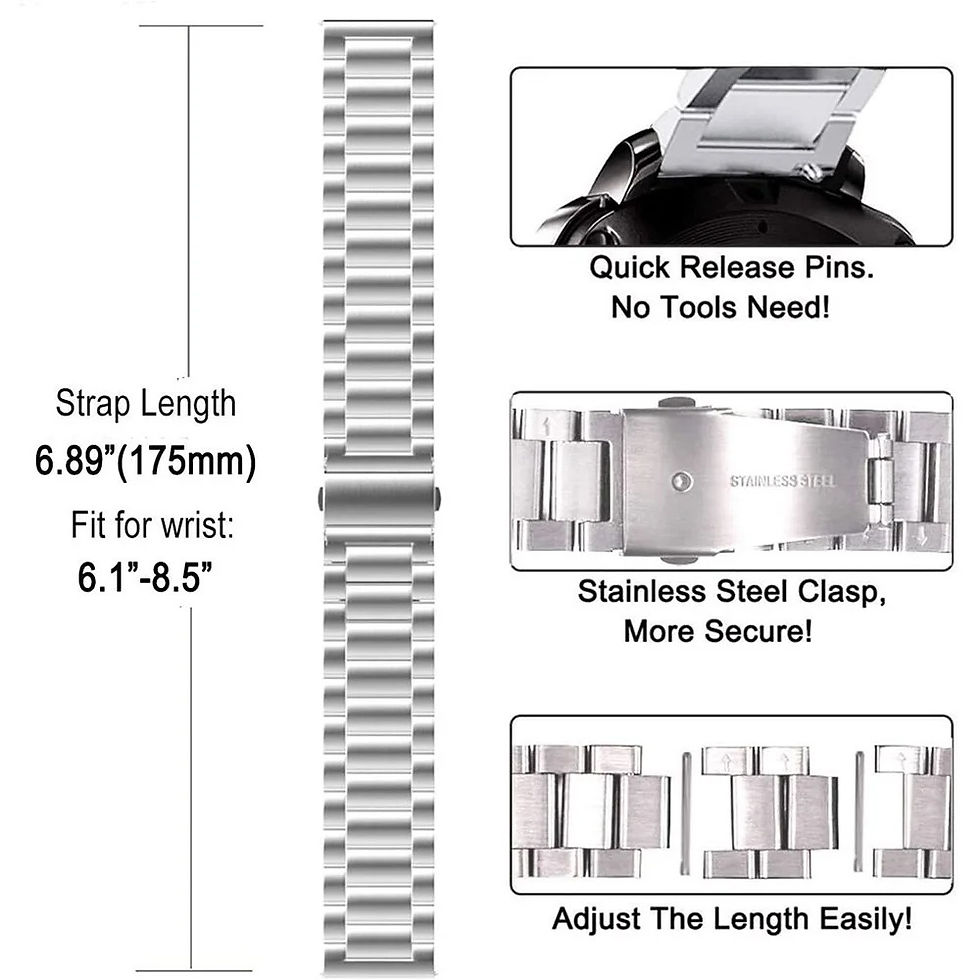 Miniatura: 18mm 20mm 22mm Watch Band Stainless Steel Watch Strap, Quick Release, Replacemen