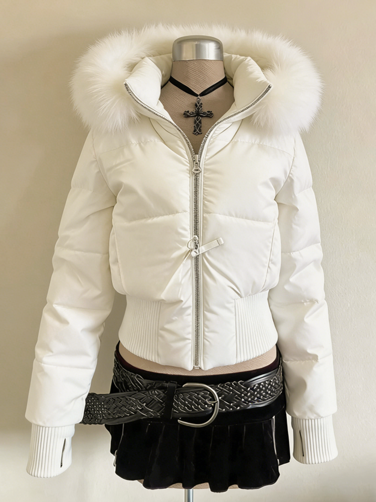 Miniatura: Faux Fur American Vintage Coats with Hooded Women's Y2K Sweatshirts Gothic Haraj