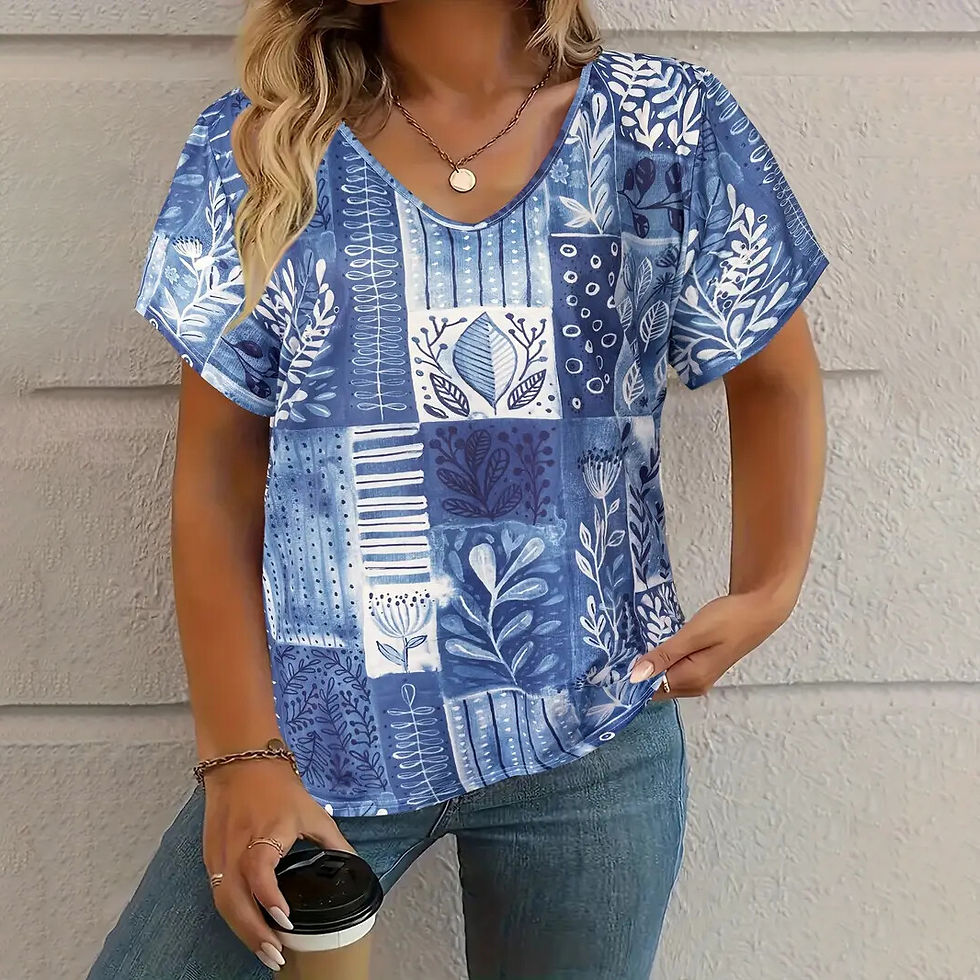 Miniatura: Women's T-shirt Summer V-neck Short Sleeve Tops Graphic Print Outdoor T-shirt Fe