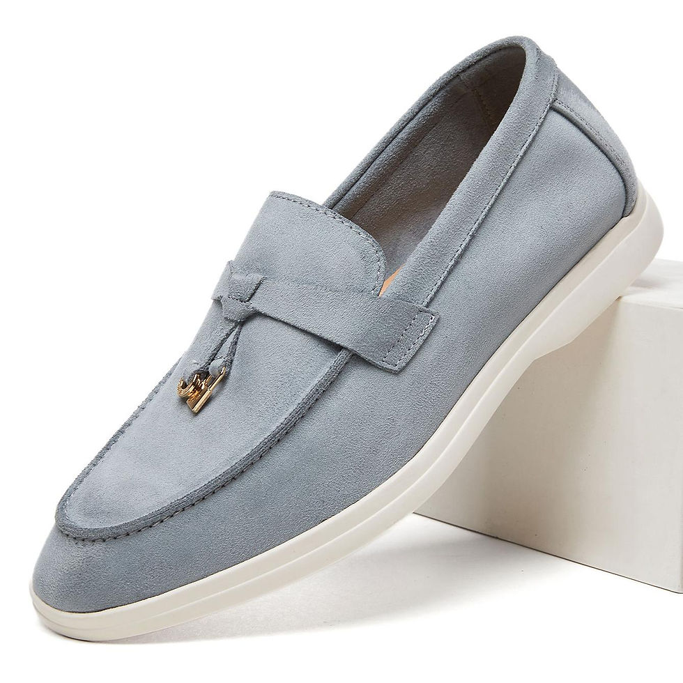 Miniatura: Desai Men's Faux Suede Loafers Metal Buckle Tassel Slip-on Casual Driving Shoes 