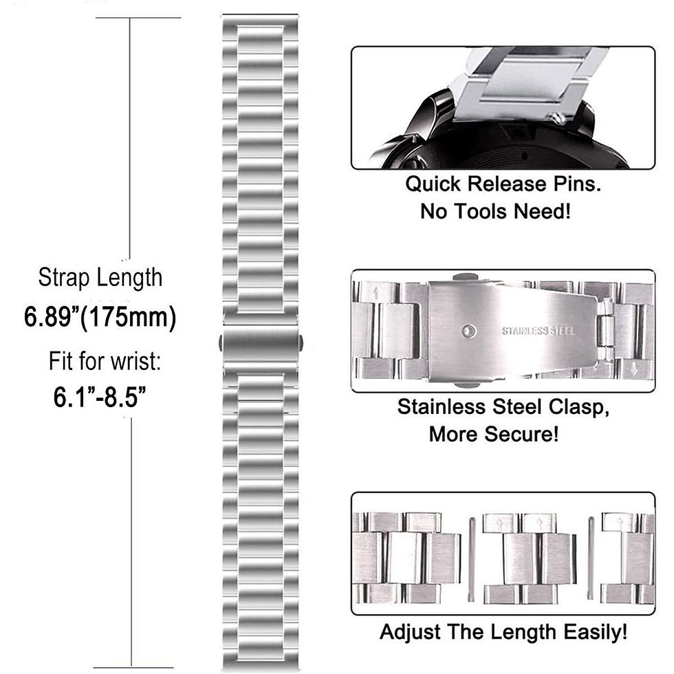 Miniatura: 18mm 20mm 22mm Watch Band Stainless Steel Watch Strap, Quick Release, Replacemen