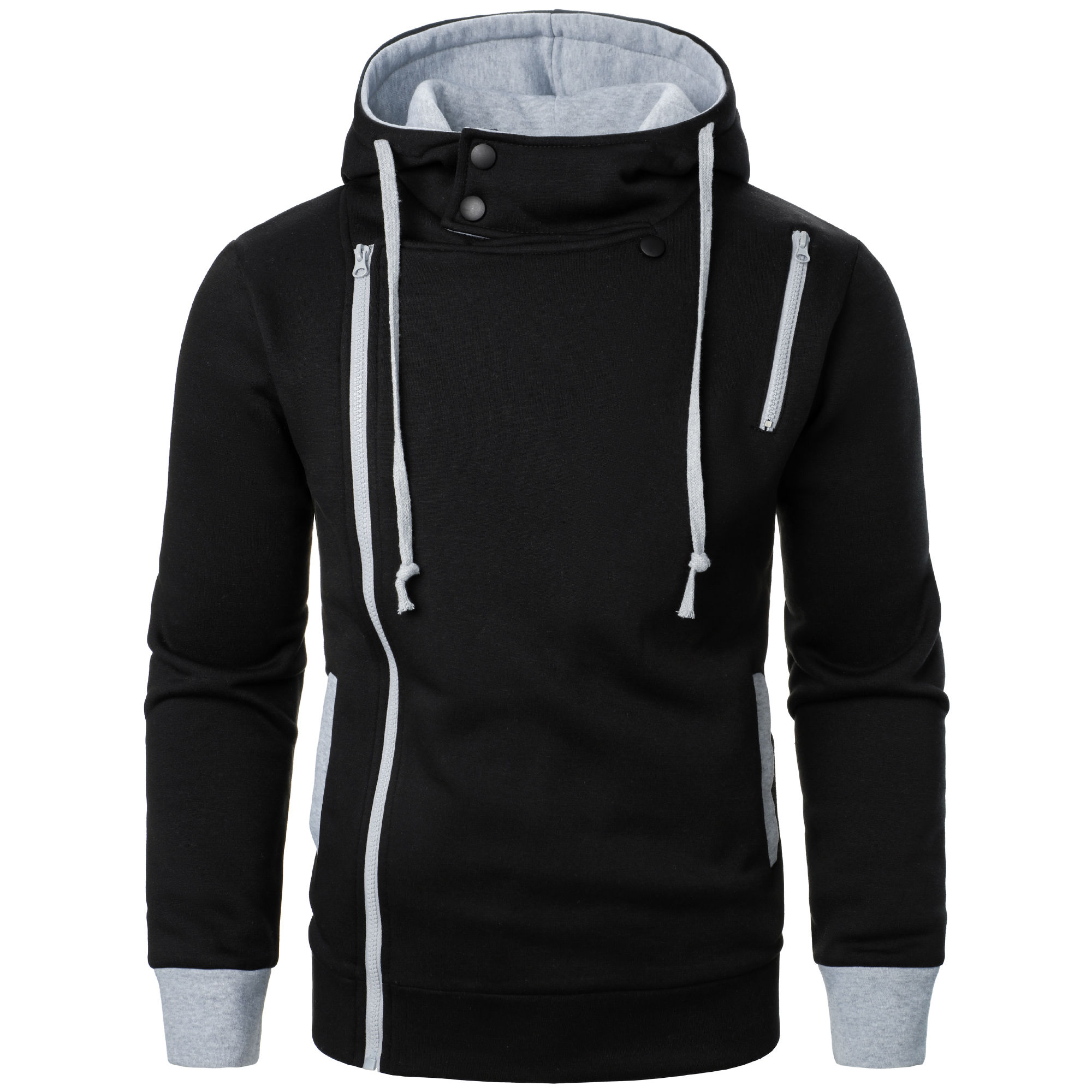 Autumn and winter men's casual sports color matching zipper hoodie