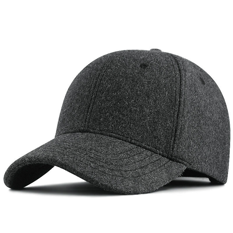 Male Winter large size felt baseball cap big head men fleece-lined sport hat plu
