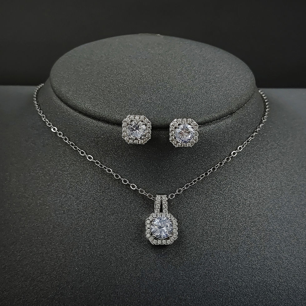 Miniatura: 2024 New Trendy Pink Color Earrings and Necklace Pendant Set for Women Anniversa