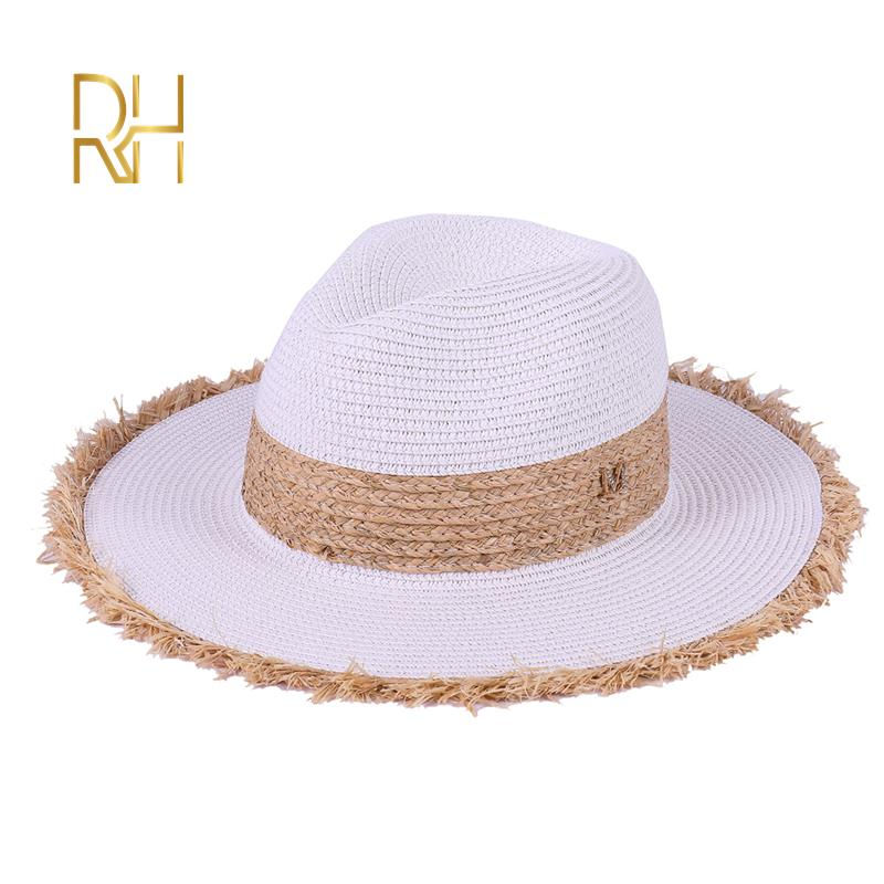 Miniatura: Summer Cowboy Cap Casual Sun Hats For Women Fashion Letter M Jazz Straw For Men 