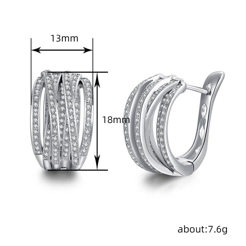 Miniatura: Huitan Silver Color Fashion Elegant Hoop Earrings with Shiny Cubic Zirconia for 