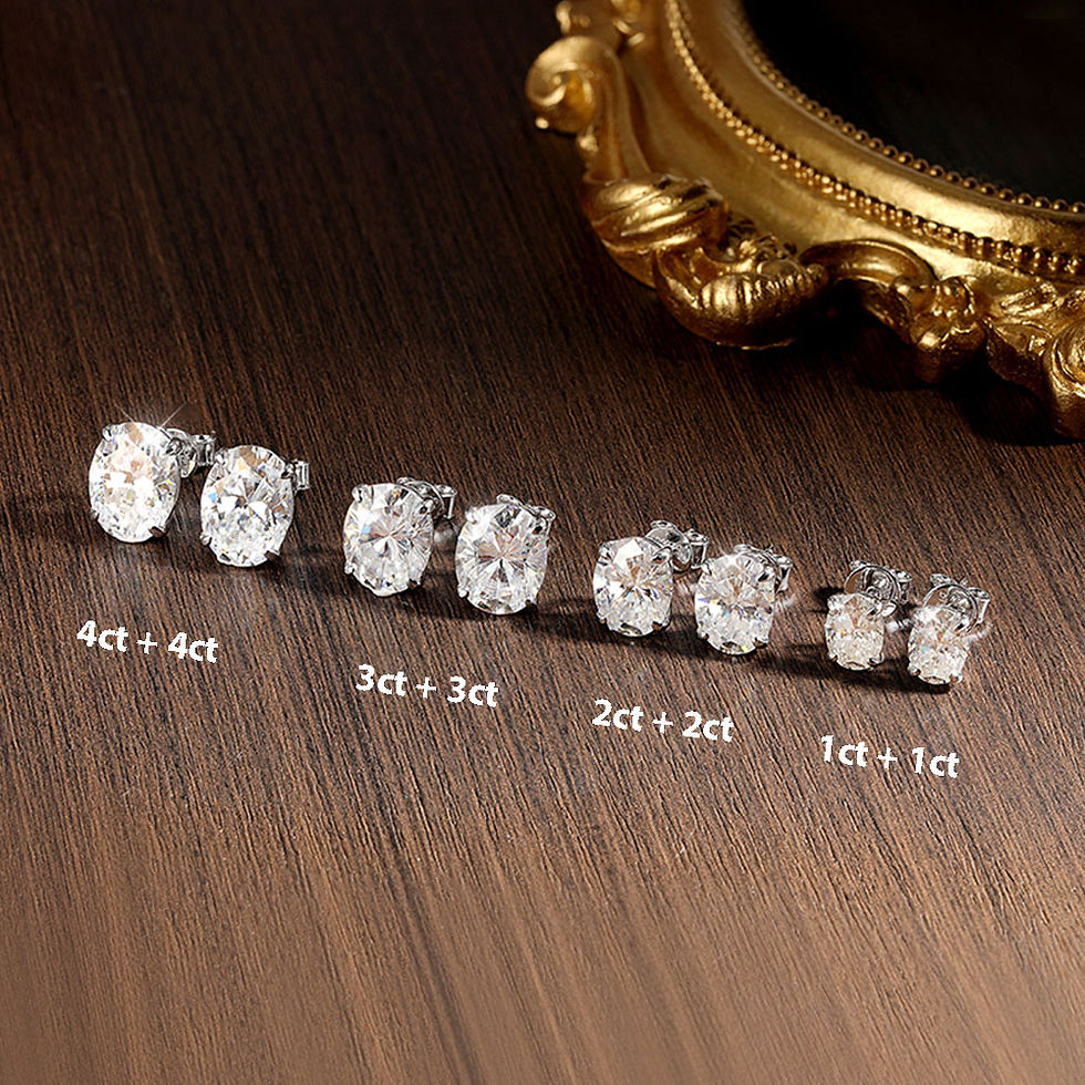 Miniatura: KNOBSPIN Oval Cut Moissanite Stud Earrings for Women 1-4 Carat D VVS1 GRA Certif