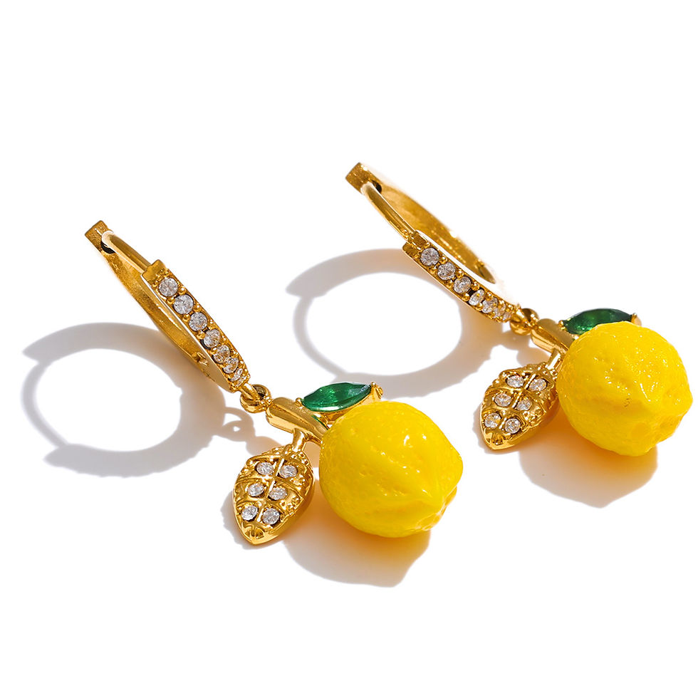 Miniatura: Yhpup Fashion Yellow Resin Zirconia Fruit Lemon Dangle Earrings for Women Stainl