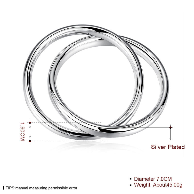Miniatura: DOTEFFIL 925 Sterling Silver Smooth Double Big Ring Diameter 7cm Bangle Bracelet